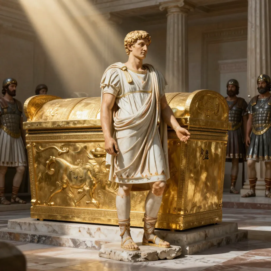 Emperor Augustus visiting the tomb of Alexander the Great in Alexandria