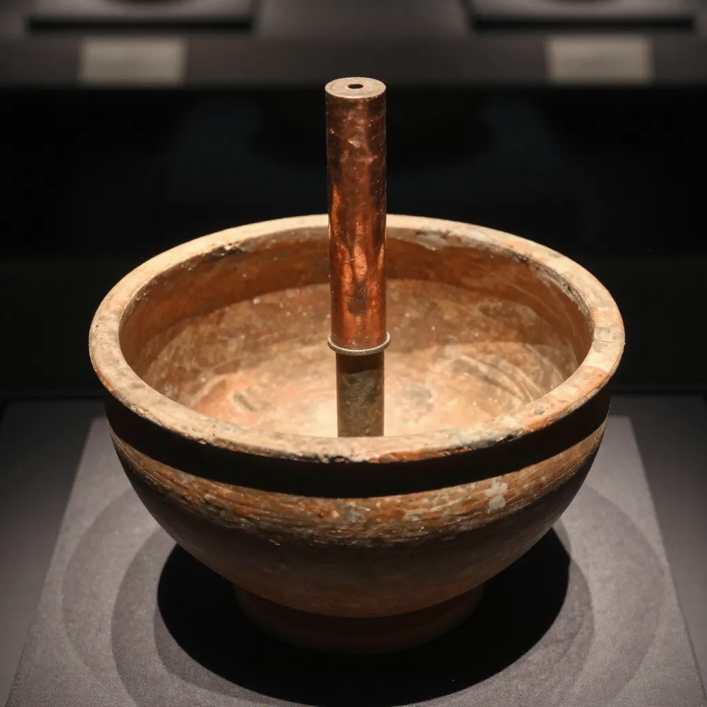 The Baghdad Battery, an ancient terracotta jar with copper cylinder and iron rod that may have been a galvanic cell