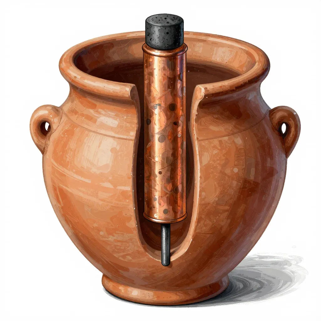 Cross-section diagram of the Baghdad Battery showing its components