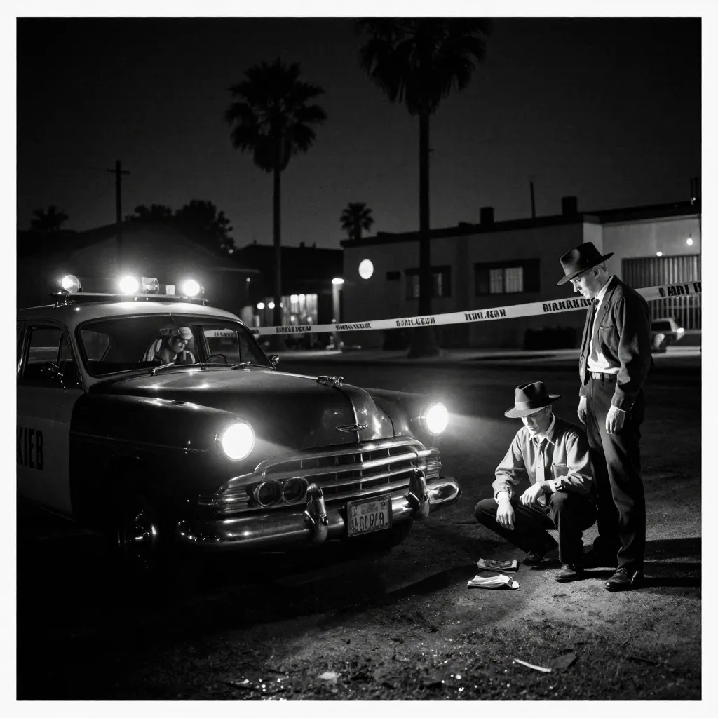 1940s Los Angeles noir crime scene investigation