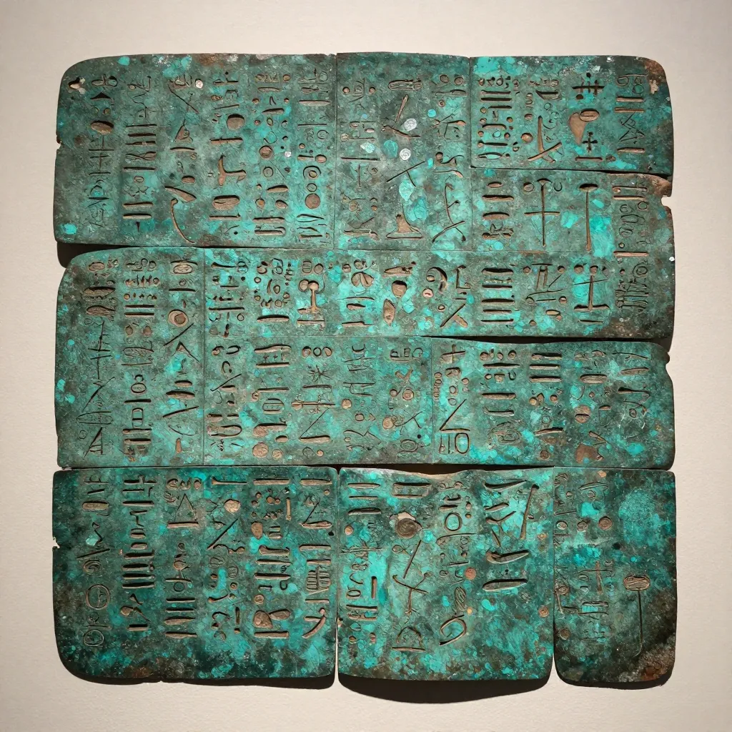 The Copper Scroll displayed as cut strips at the Jordan Museum