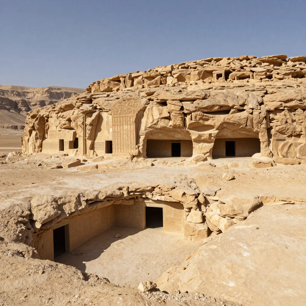 The desert cliffs and caves of Qumran near the Dead Sea