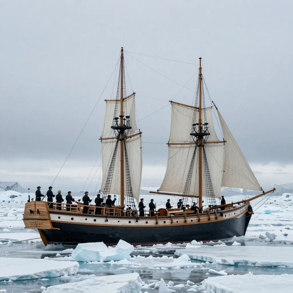 HMS Erebus and HMS Terror trapped in Arctic pack ice