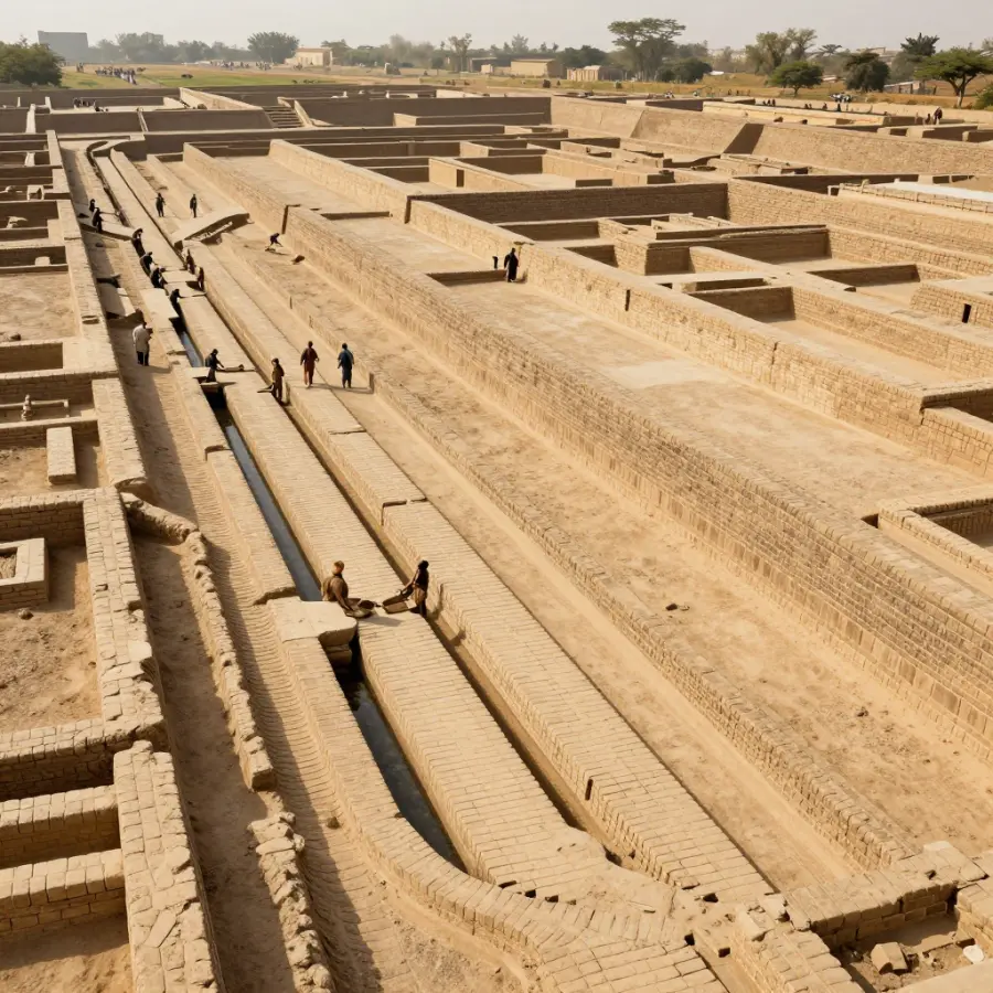 Advanced brick drainage system in an Indus Valley street