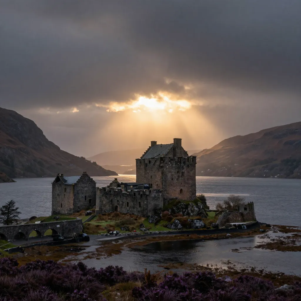 Urquhart Castle ruins overlooking Loch Ness in the Scottish Highlands