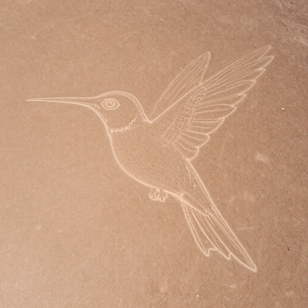 Aerial view of the Nazca hummingbird geoglyph