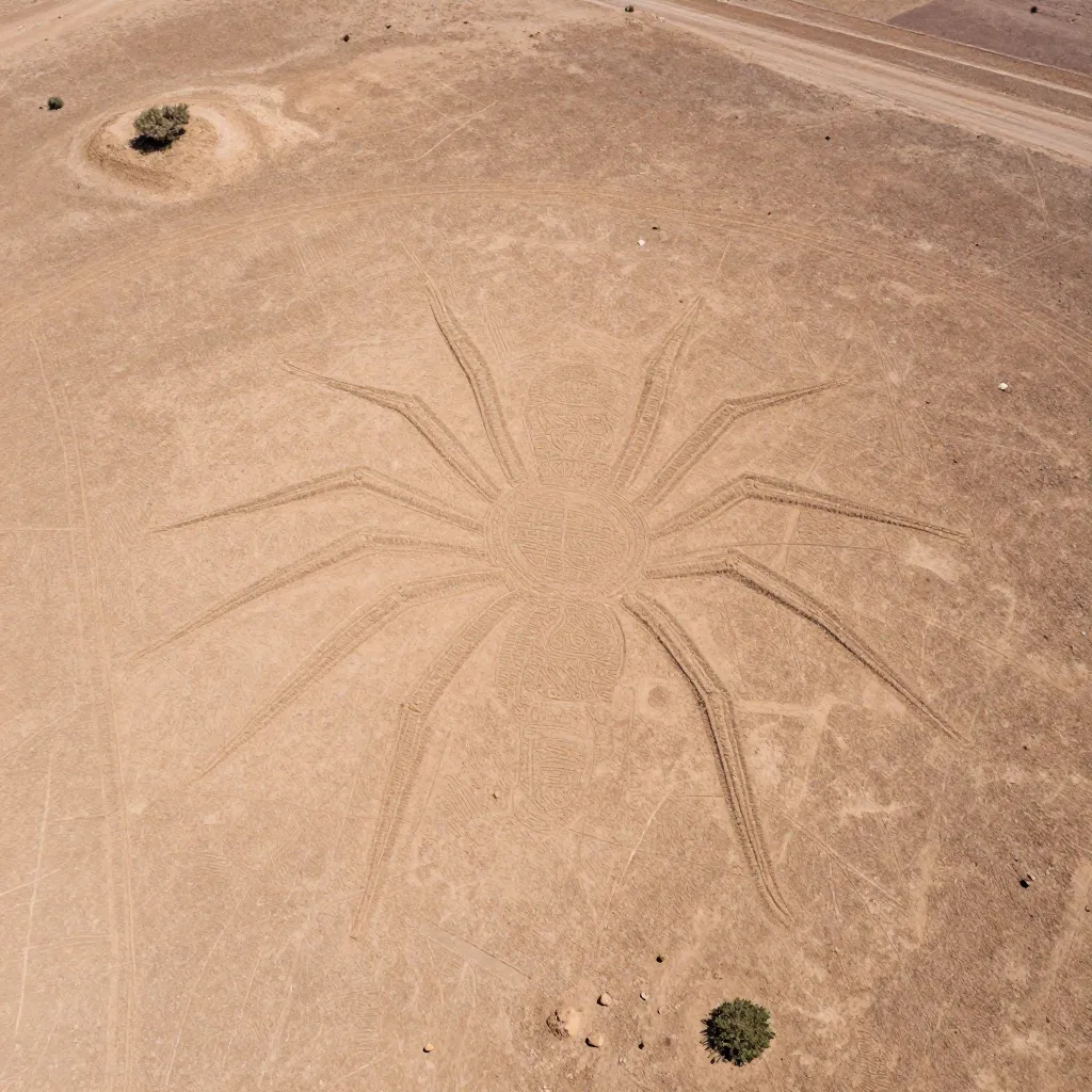 Aerial view of the Nazca spider geoglyph