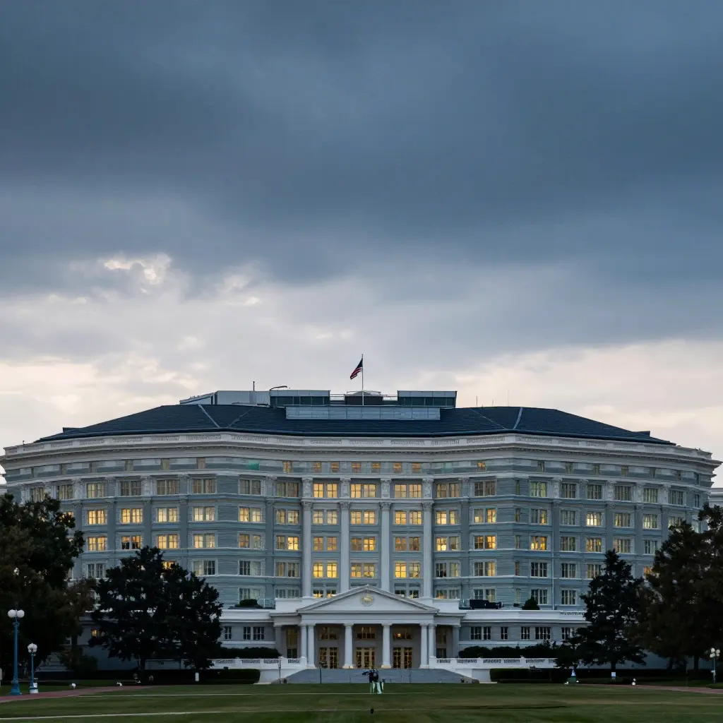 Pentagon building at dusk