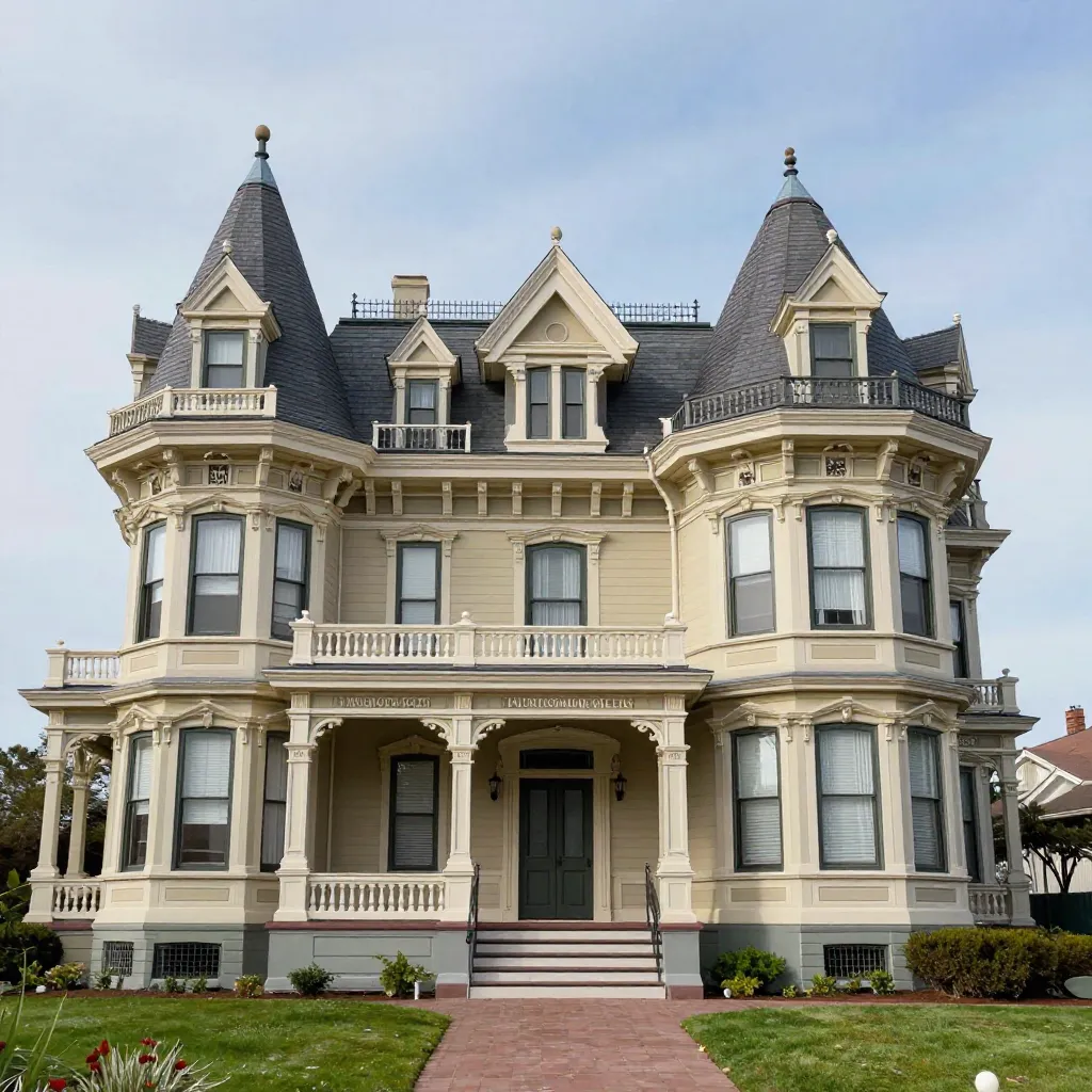 The Winchester Mystery House exterior with mismatched towers and additions