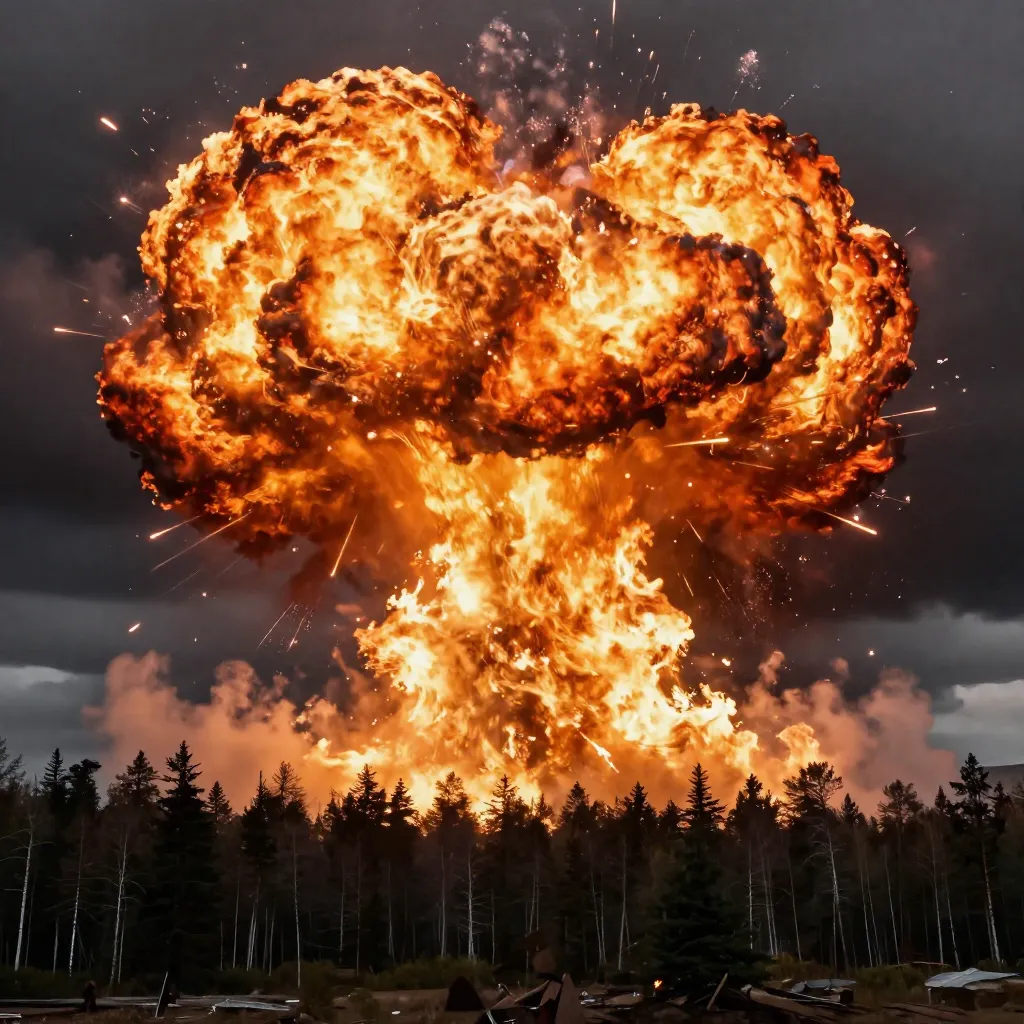 Dramatic depiction of the Tunguska airburst explosion