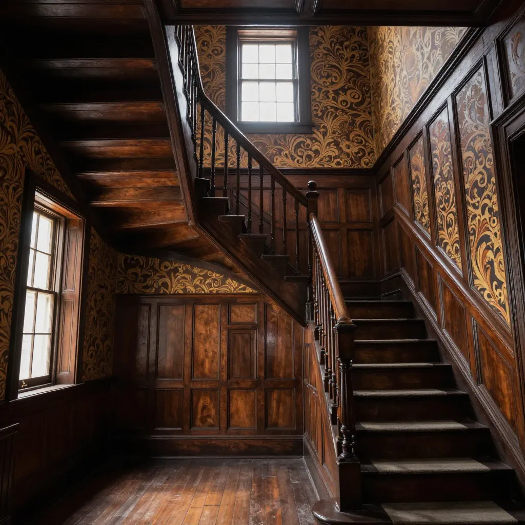The famous staircase to nowhere inside the Winchester Mystery House