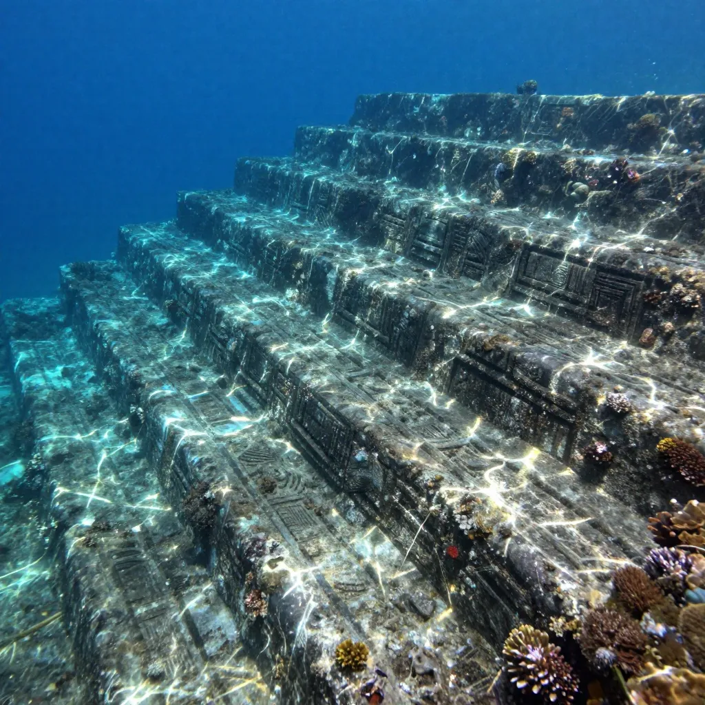 Geometric stone steps and terraces of the Yonaguni Monument